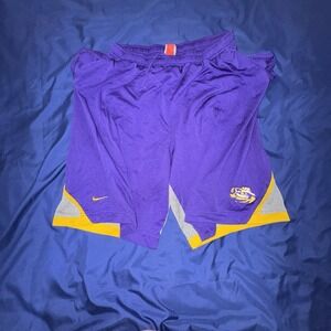 Nike Large Shorts Atheletic Authentic Team LSU Tigers Cotton